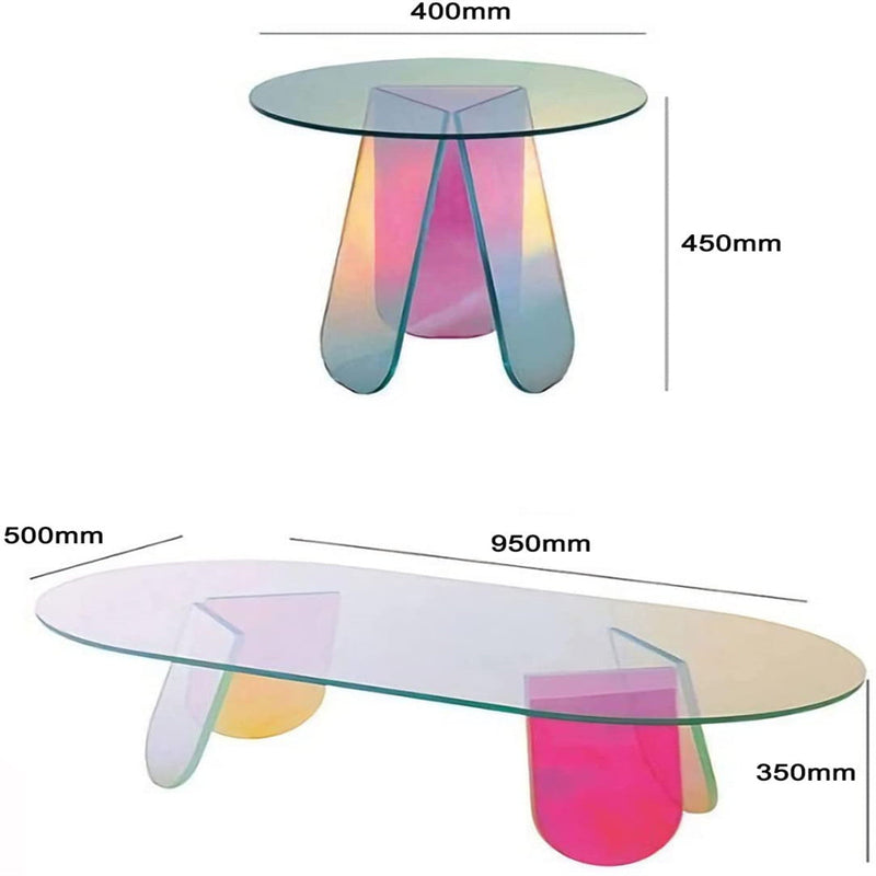 AMYOVE Acrylic Coffee Table Modern Round Glass End Table Side Table - Small