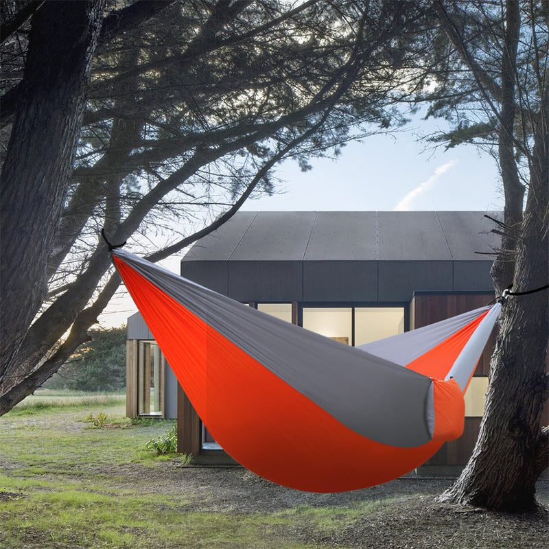 THBOXES Outdoor Camping Hammock Nylon Parachute Fabric Double-Layer Sleep Hammock - Green