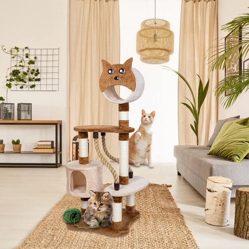 WHIZMAX Cat Activity Tree 50”Multi-Level Wooden Pet Furniture