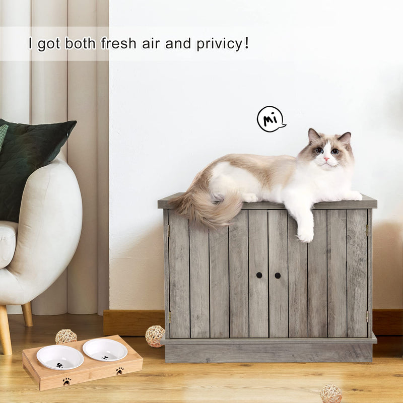 WHIZMAX Cat Litter Box Enclosure Hidden Wooden Cat House
