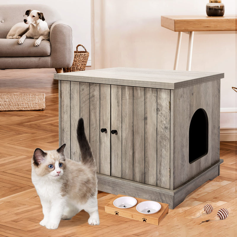 WHIZMAX Cat Litter Box Enclosure Hidden Wooden Cat House