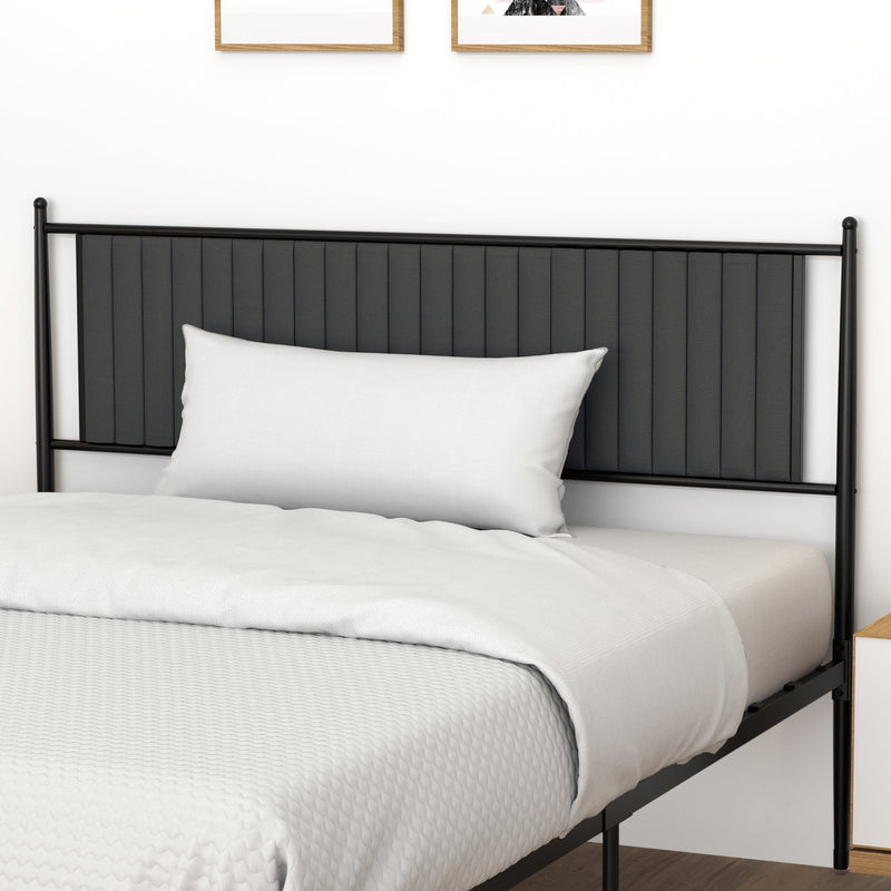 WHIZMAX Queen Size Metal Platform Bed Frame with Upholstered Headboard