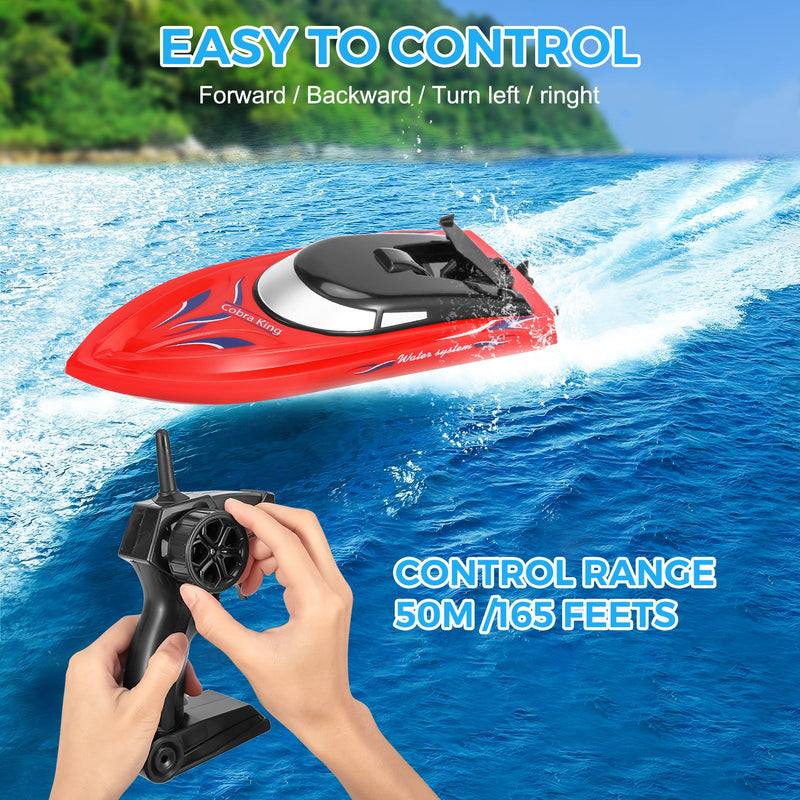 WHIZMAX 2PACK 10km/H 2.4G High Speed Remote Control Boats (Blue+Red)