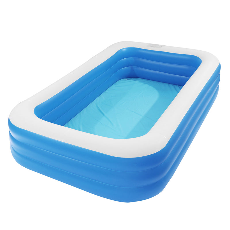 THBOXES Inflatable Swimming Pool Wall Rectangle Summer Blow Up Swimming Pool 120x72x22inch Blue