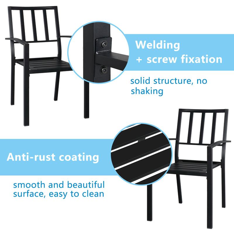 ALICIAN 2PCS Vertical Grid Iron Dining Chair with Arms Backrest