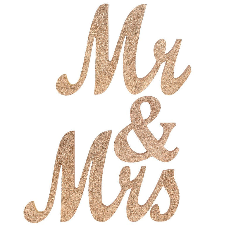 RONSHIN Mr & Mrs Wooden Decoration Props for Wedding Rose Gold