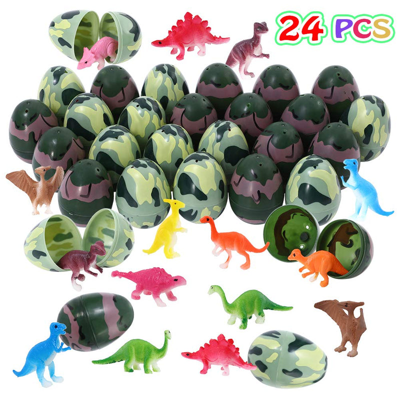 WHIZMAX 38pcs Camouflage Easter Eggs Filled with Mini Dinosaurs