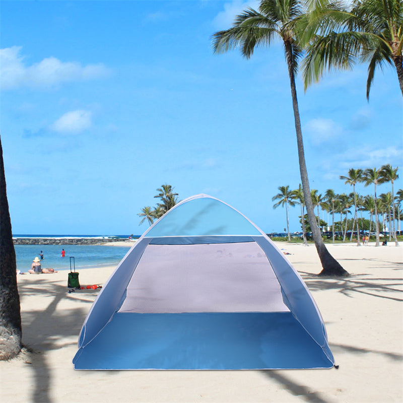 THBOXES Automatic Beach Tent Pop Up Waterproof Breathable Sun Umbrella Blue