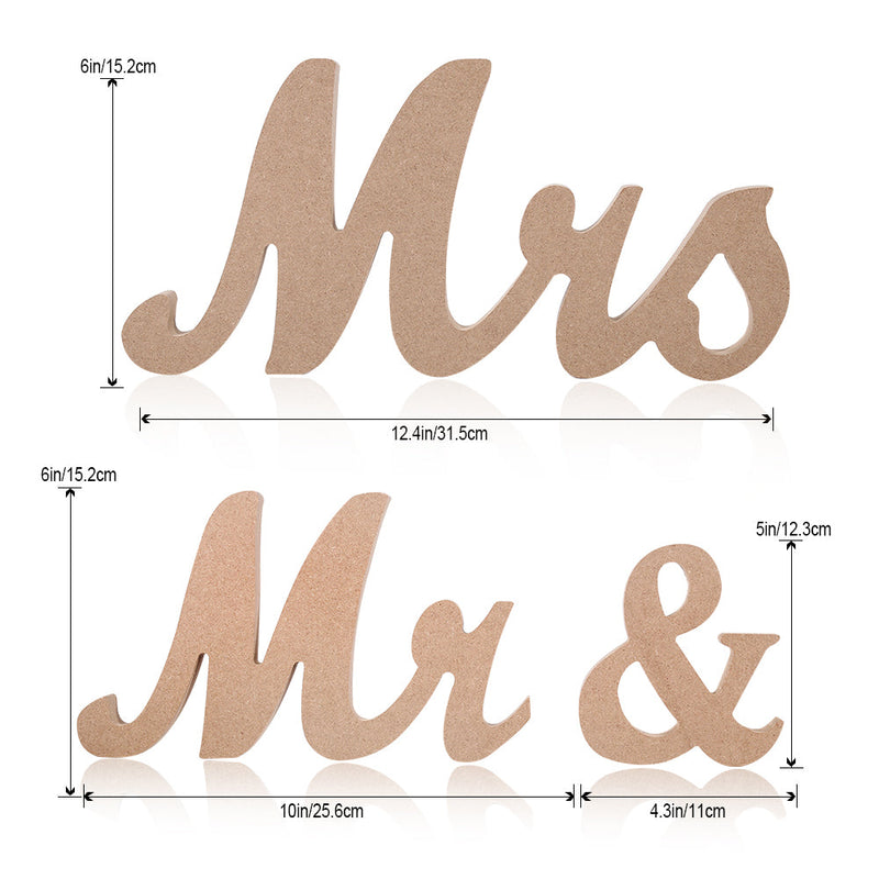 WHIZMAX Wooden MRS & MRS Letter Gay Wedding Props Table Ornaments Primary Color