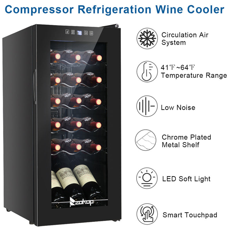 ZOKOP 52L 18 Bottle Compressor Wine Cooler Cold Rolled Plate Black