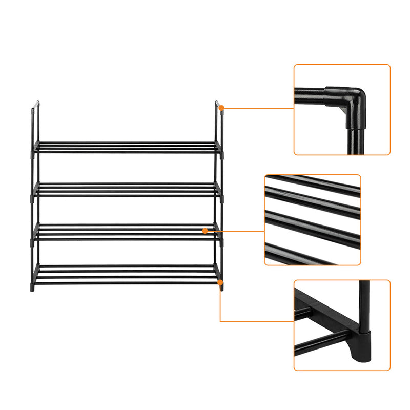 RONSHIN 4 Tiers Shoe Rack Iron Pipe Shoe Shelf Simple Assembly Storage Organizer