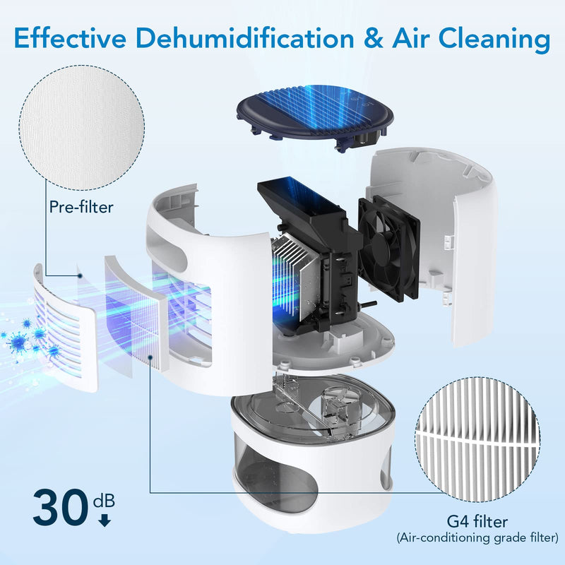 ACEKOOL Dehumidifiers DB2 for Home 35 OZ Portable Dehumidifier with Air Purifying Function for 350 Sq.Ft