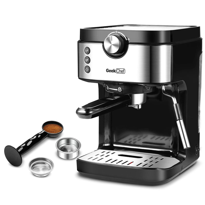 GEEK CHEF 0.9L Espresso Machine Coffee Maker with Foaming Milk Frother Wand