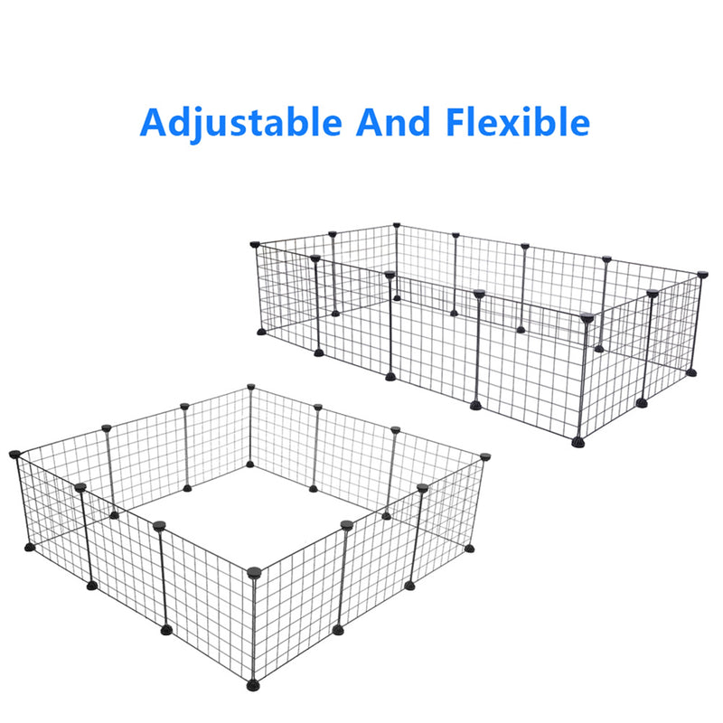 BEESCLOVER 12pcs Pet Playpen Portable Indoor Metal Wire DIY Expandable Easy to Assemble Yard Fence