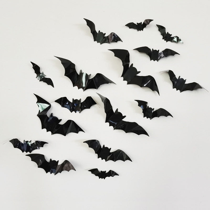 CYNDIE 160PCS Halloween Bat Print Wall  Stickers Household Room Decoration