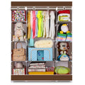 RONSHIN Portable Clothes Closet Wardrobe 4-tier 10-Lattices Storage Organizer Coffee