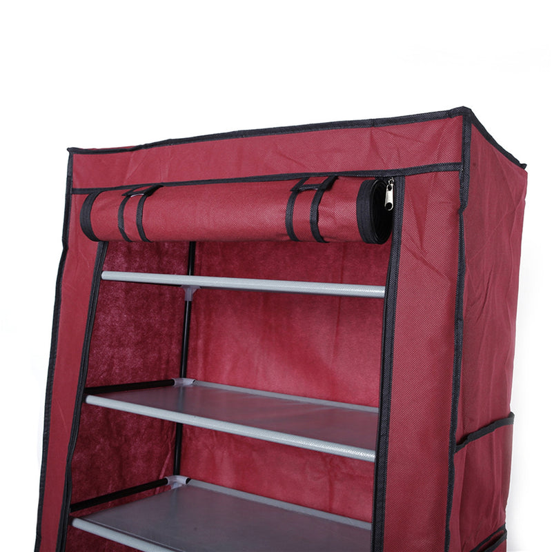 RONSHIN 10-layer Shoe Rack Room-Saving Shoe Cabinet Wine Red