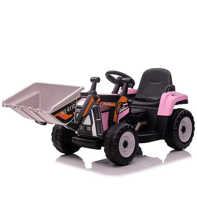 WHIZMAX Kids Ride on Excavator Electric Construction Vehicle with Bucket Pink