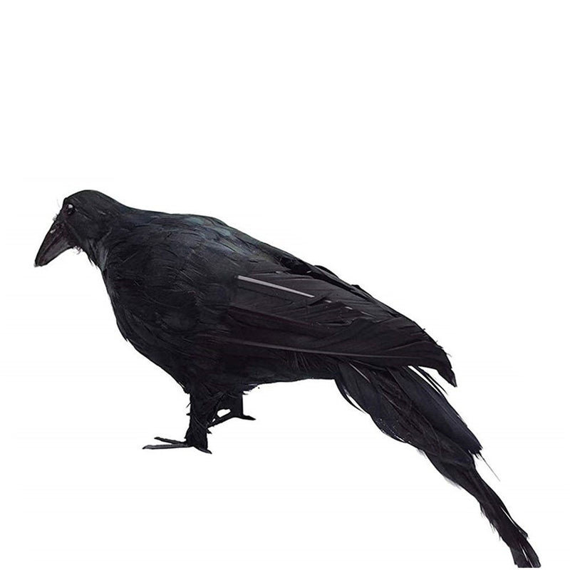 CYNDIE 1pc Black Feathered Crow Extra Large Handmade Realistic Shape Birds For Halloween