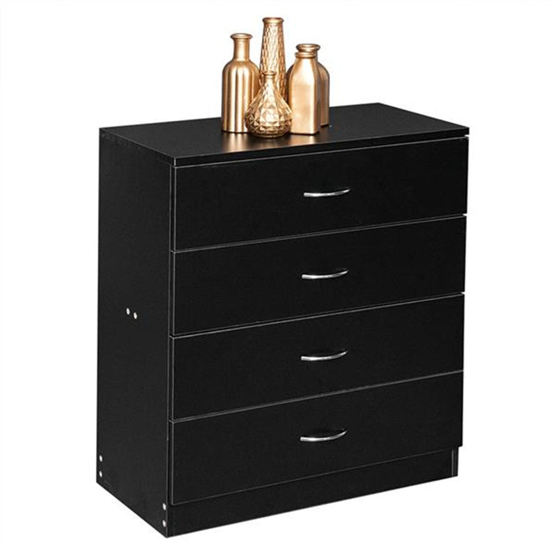 AMYOVE 4-Drawer Wooden Dresser Storage Cabinets with Handles Black