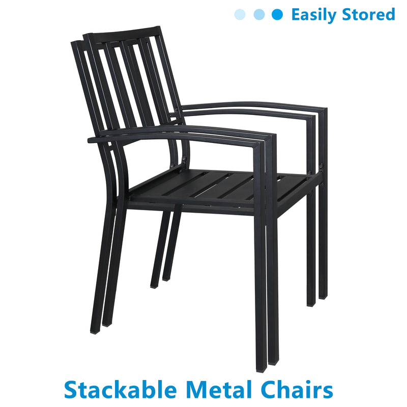 ALICIAN 2PCS Vertical Grid Iron Dining Chair with Arms Backrest