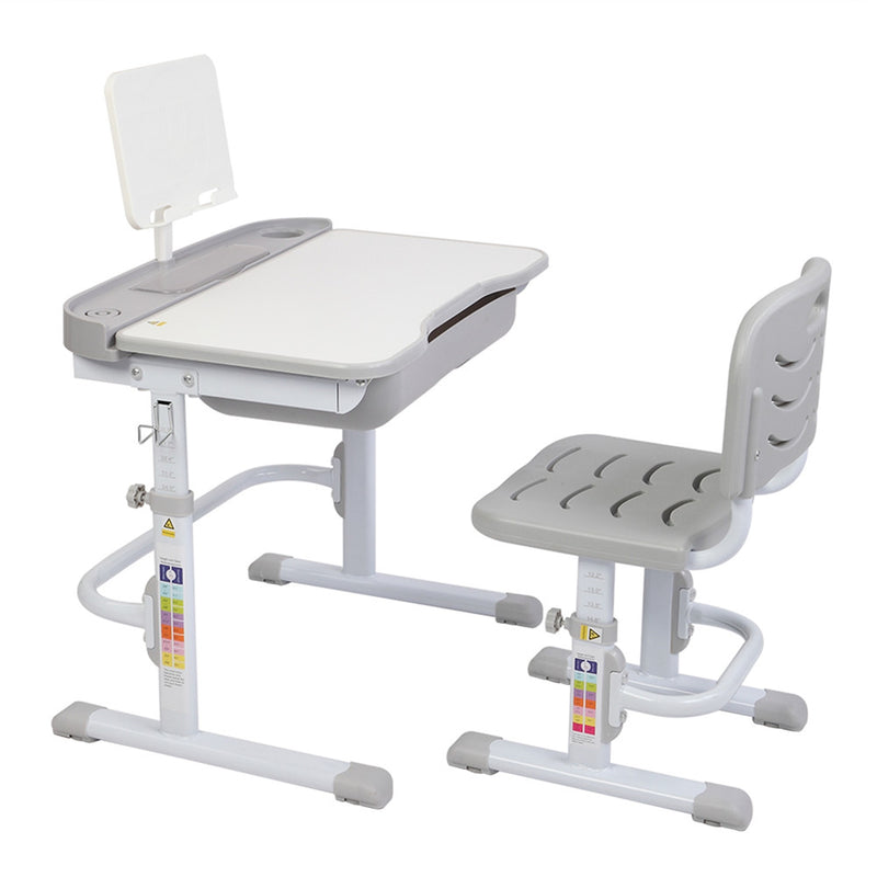 AMYOVE 70cm Kids Desk Chair Set Height Adjustable Children Study Desk Gray