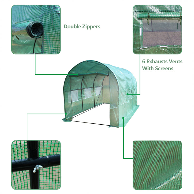 THBOXES 12′x7′x7′ Indoor Outdoor Greenhouse for Garden Patio Backyard Balcony Green