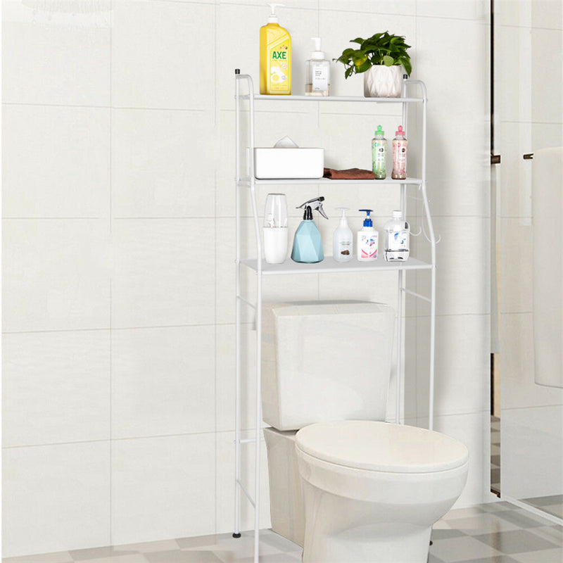 RONSHIN 3-tier Bathroom Storage Rack Towels Toiletries Toilet Organizer White