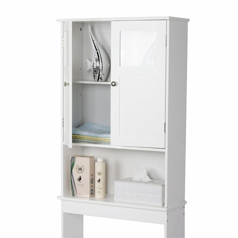 AMYOVE 3 Tiers Bathroom Cabinet Double Doors Waterproof Space-Saving Storage Cabinet