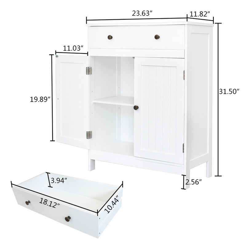 AMYOVE Mdf Bathroom Cabinet with 2 Door Drawer Space-Saving Storage Cabinet