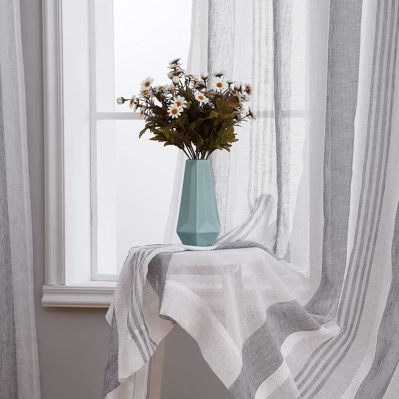 CAROMIO 52"W Sheer Curtains for Living Room Bedroom Dark Grey 52"W x63"L