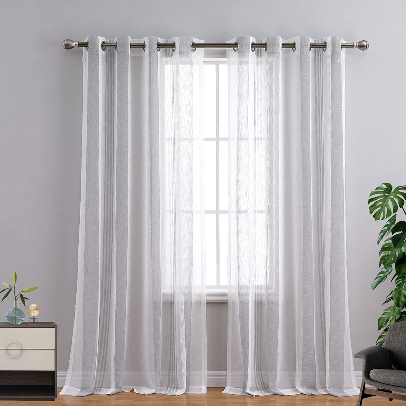 WHIZMAX 52 inches W Sheer Curtains for Living Room Bedroom Light Gray 52 inches W x95 inches L