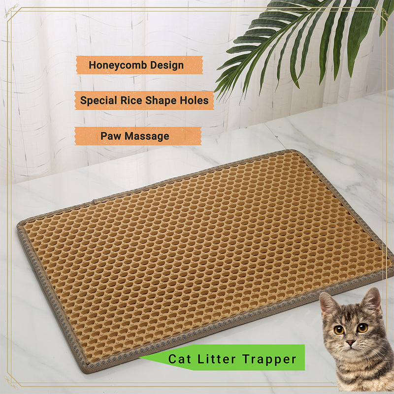 BEESCLOVER Double Layers Cat Litter Mat with Mili Shape Kitty Litter Trapping Mat Training Pee Pads