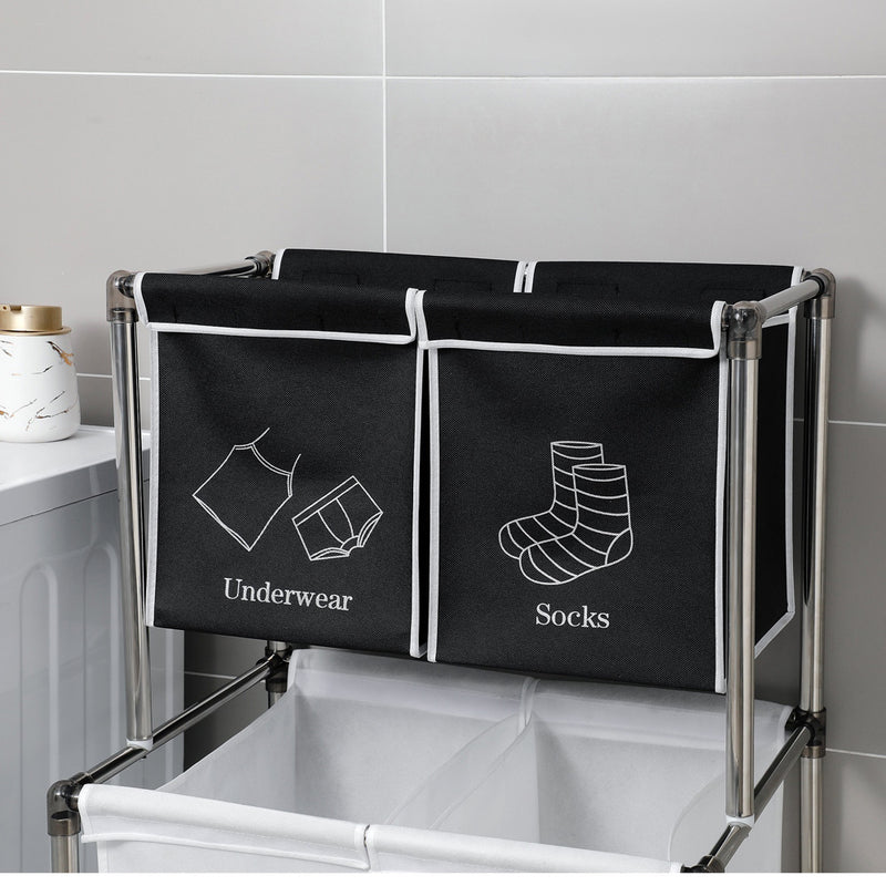RONSHIN 2 Tier Laundry Hamper with 4 Removable Bags Laundry Sorter Storage Basket