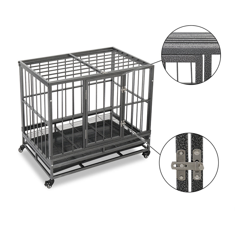 BEESCLOVER 36in Portable Foldable Cage Easy Assemble Pet Playpen with Tray Rollers