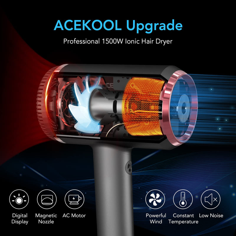 ACEKOOL Ionic Hair Dryer HB1 Blow Dryer with LED Display UK Plug
