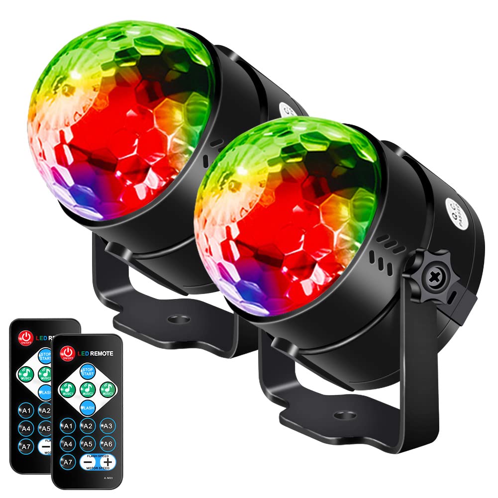 GAOMON 2Pcs Party Disco Ball Lights Sound Activated Strobe Lights