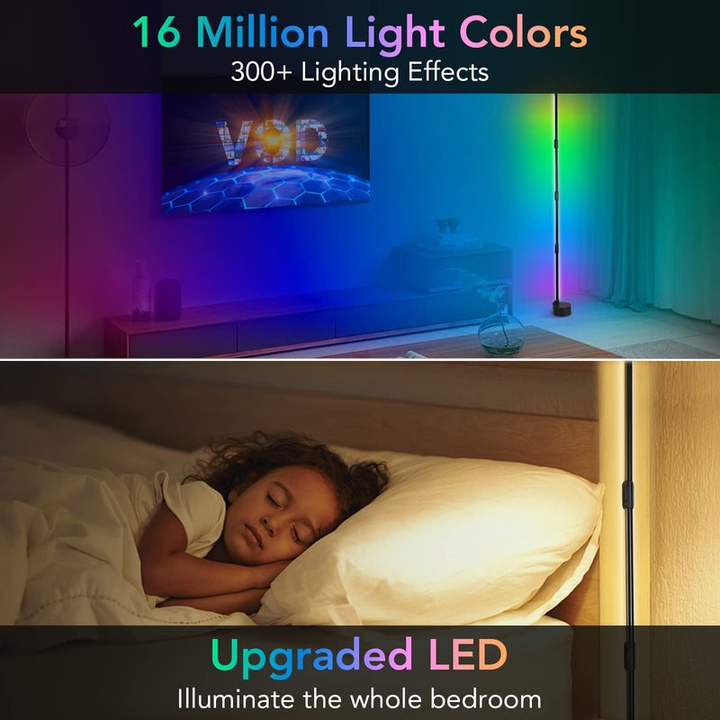 WHIZMAX RGB LED Corner Floor Lamp 16 Million Color Smart Corner Light