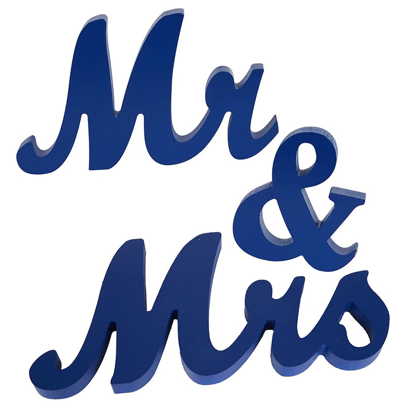 WHIZMAX 1 Set Wooden Mr And Mrs Letter Ornament Wedding Props Sea Blue