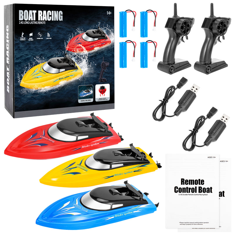 THINKMAX 3PACK 10km/H 2.4G High Speed Remote Control Boats (Blue+Yellow+Red)