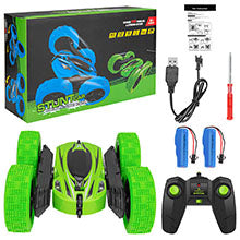 THINKMAX Remote Control Car 1165A RC Stunt Car Toy Double Sided 360 Rotating Vehicle Green