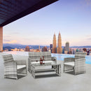 GAOMON 4PCS Rattan Table Chairs Set Includes Arm Chairs Coffee Table Brown