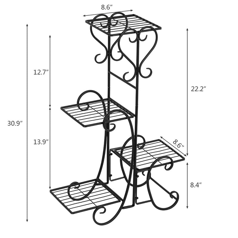 ALICIAN 32.3 inches Plant Stand 4 Potted Metal Shelves Corner Plant Shelf - Square