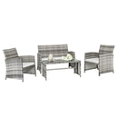 GAOMON 4PCS Rattan Table Chairs Set Includes Arm Chairs Coffee Table Grey