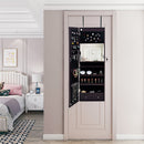 GAOMON Wooden Jewelry Storage Mirror Cabinet Wall Hanging Shelf - Brown