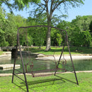 GAOMON Outdoor Garden Iron Wire Double Swing Chair Hanging Swing - Black