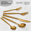 GAOMON 20 Piece Stainless Steel Kitchen Flatware Set - Gold
