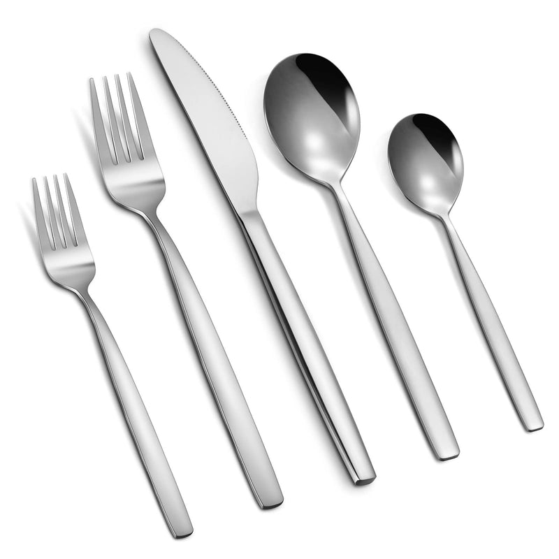 WHIZMAX 40 Piece Stainless Steel Kitchen Flatware Set - Silver