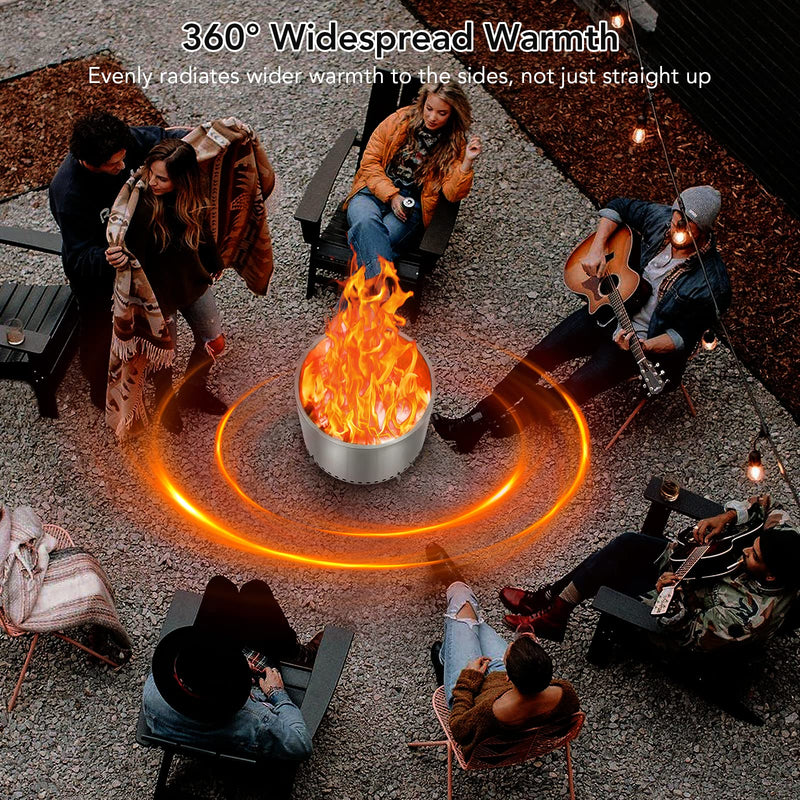 WHIZMAX 16.5 Inch Smokeless Fire Pit With Air Switch Wood Burning Portable Stainless Steel Outdoor Firepit