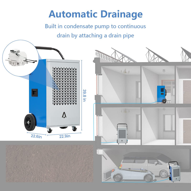 WHIZMAX 220 Pints Commercial Dehumidifier Portable Industrial Dehumidifier For Home Basement Garages Job Site